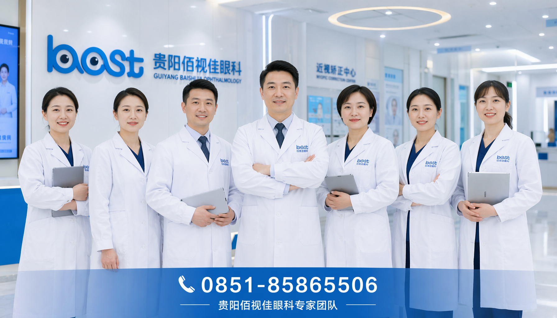 贵阳佰视佳眼科医生团队合影 贵阳市 贵阳佰视佳眼科洪林勇、陈良桔等医生团队,贵阳近视手术专家团队